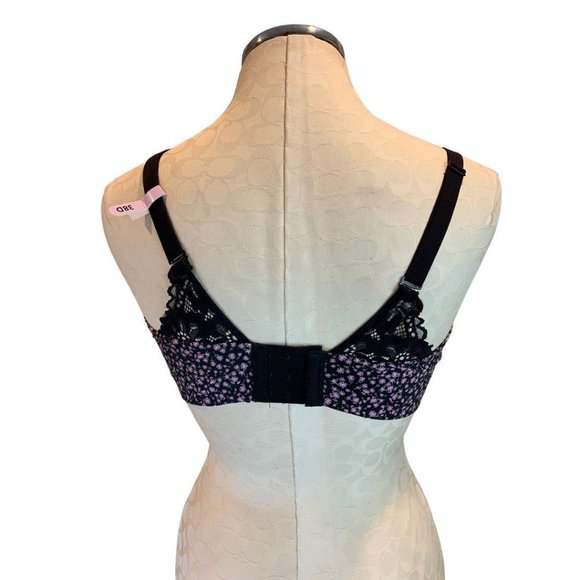 38D Maidenform DM7549 Underwire Bra Full Coverage Fab Fit 2.0 Navy Blue Floral - Picture 4 of 8